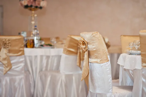 Chaises Tissu Décoration Dans Salle Banquet — Photo