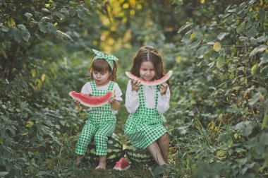 Rahibeler karpuzların üzerine oturur ve karpuz yerler..