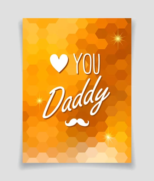 Love You Daddy Modello Banner Giornata Dei Padri Sfondo Arancione — Vettoriale Stock