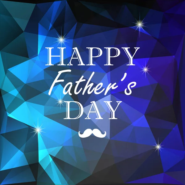 Poster Happy Fathers Day Sfondo Poligonale Blu Con Lampi Baffi — Vettoriale Stock