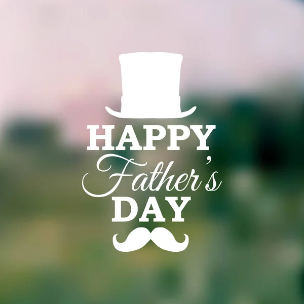 幸せな父の日のデザインのポスター上の帽子 背景のぼやけた口ひげ ベクターイラスト — ストックベクタ