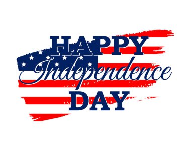 Amerikan bayrağıyla Bağımsızlık Gününüz kutlu olsun. Geleneksel Amerikan renkleriyle 4 Temmuz bayramı konsept tasarımı - kırmızı, beyaz, mavi. İzole edilmiş.