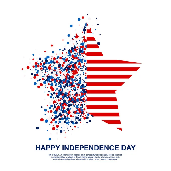 Happy Independence Day Festive Greeting Card Scatter Circles Stripes Star — Stock Vector