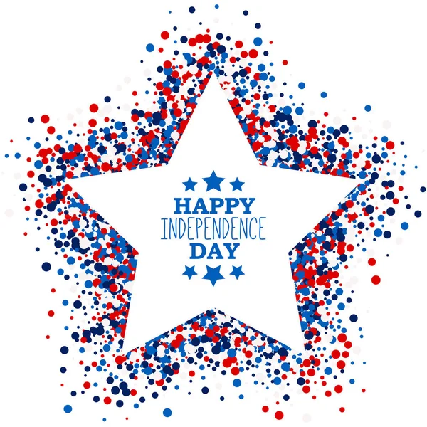 Happy Independence Day Festive Greeting Card Scatter Circles Star Shape — Stock Vector