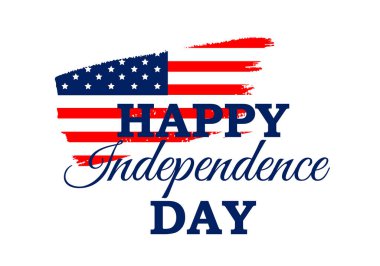Fırça darbesiyle Amerikan bayrağı taşıyan Bağımsızlık Günü vekil tebrik kartınız kutlu olsun. Geleneksel Amerikan renkleriyle 4 Temmuz bayramı konsept tasarımı - kırmızı, beyaz, mavi. İzole edilmiş.