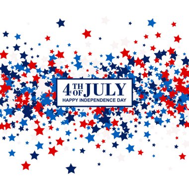 4th of July festive banner with scatter stars in traditional American colors - red, white, blue. Isolated. vector 4th of July festive banner with scatter stars in traditional American colors - red, white, blue. Isolated. vector