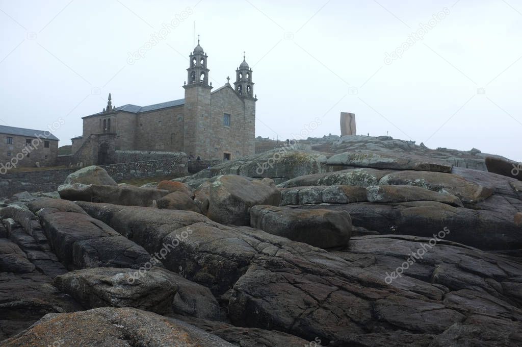 Santuario da Virxe da Barca, hurch on the ocean, Muxia, Spain