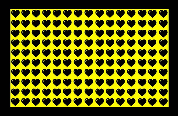 Black Heart Shape on Yellow Background with Black Border. Hearts Dot Design. Can be used for Illustration purpose, background, website, businesses, presentations, Product Promotions etc.