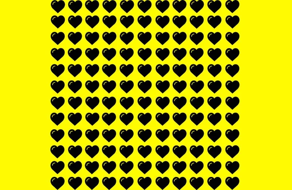 Forma de coração preto em fundo amarelo. Corações Dot Design. Pode ser usado para fins de ilustração, fundo, site, empresas, apresentações, promoções de produtos etc. — Fotografia de Stock
