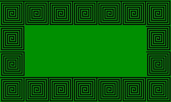 Green and Black Frame Ancient Greek meander seamless pattern, simplistic black historical background. Geometric Optical Illusion Seamless Wallpaper.