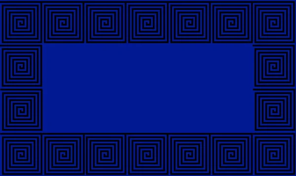 Μπλε και μαύρο πλαίσιο αρχαία Ελληνικά Μαίανδρος χωρίς ραφή πρότυπο, απλοϊκή μαύρο ιστορικό υπόβαθρο. Γεωμετρική οπτική ψευδαίσθηση απρόσκοπτη ταπετσαρία. — Φωτογραφία Αρχείου