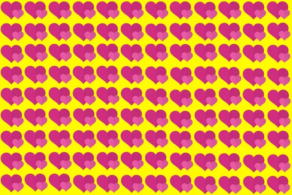 Forma de corazón rosa sobre fondo amarillo. Diseño de puntos de corazones. Puede ser utilizado para los artículos, impresión, propósito de la ilustración, fondo, Web site, negocios, presentaciones, promociones del producto etc. . —  Fotos de Stock