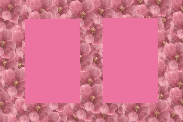 Floral Pattern Frame with Hydrangea in isolated pink background - Flowers Decorative.