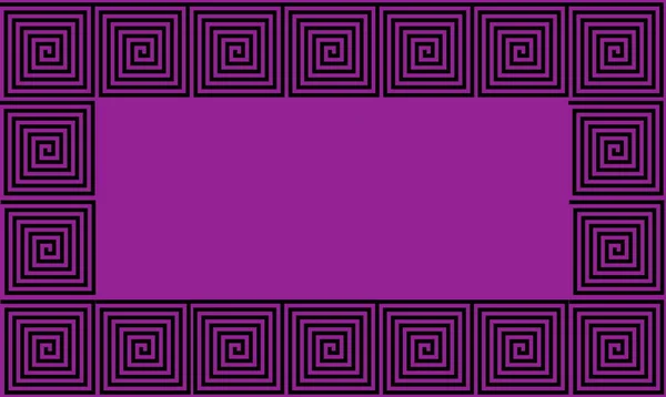 Cadre violet et noir Angle grec ancien motif sans couture, fond historique noir simpliste. Fond d'écran sans couture Illusion optique géométrique . — Photo