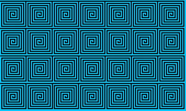 Azul claro y negro Meandro griego antiguo patrón sin costuras, fondo histórico negro simplista. Ilusión óptica geométrica sin costura Fondo de pantalla . — Foto de Stock