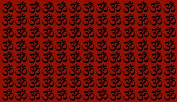 Fond rouge foncé avec symboles indiens traditionnels : mantra, om, ganesh. Modèle sans couture avec Spirituel Yoga Symbole d'Om, Aum, Ohm Inde symbole Méditation, yoga mantra hindouisme bouddhisme zen, icône . — Photo