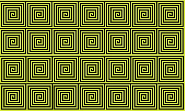 Amarillo y Negro Meandro griego antiguo patrón sin costuras, fondo histórico negro simplista. Ilusión óptica geométrica sin costura Fondo de pantalla. — Foto de Stock