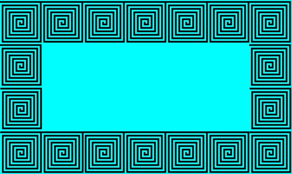 Marco azul y negro Meandro griego antiguo patrón sin costuras, fondo histórico negro simplista. Ilusión óptica geométrica sin costura Fondo de pantalla . — Foto de Stock