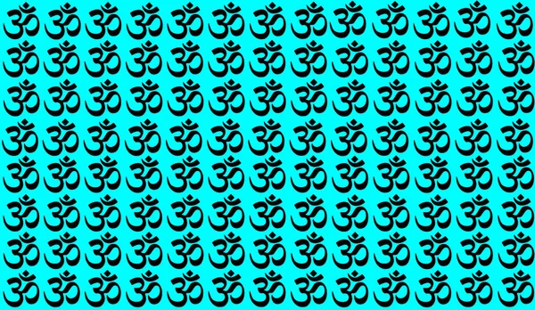 Fond bleu avec des symboles indiens traditionnels : mantra, om, ganesh. Modèle sans couture avec Spirituel Yoga Symbole d'Om, Aum, Ohm Inde symbole Méditation, yoga mantra hindouisme bouddhisme zen, icône. — Photo