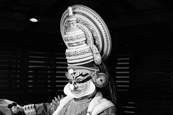 Black White Close Kathakali Wax Figure Make Kathakali Účinkuje Pachcha — Stock fotografie