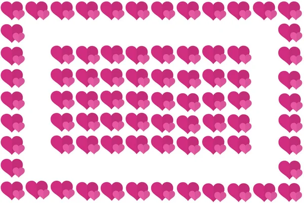 Pink Heart Shape Frame Auf Weißem Hintergrund Hearts Dot Design — Stockfoto