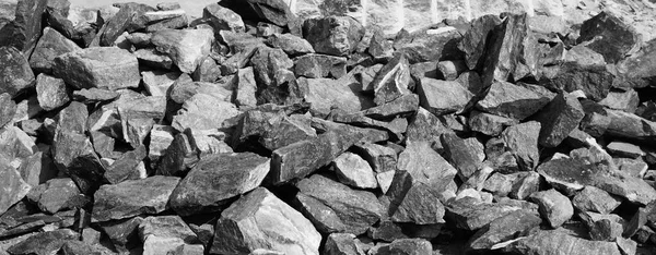 Black White Image Pile Rocks Lithium Mining Natural Resources Limestone — 스톡 사진