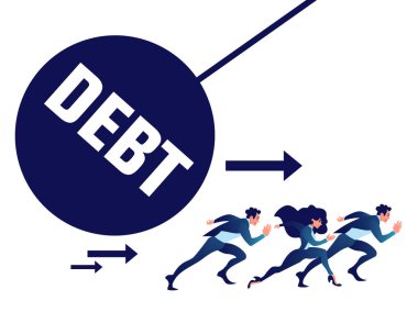 İşadamı ağır borç topu uzak çalıştırın.