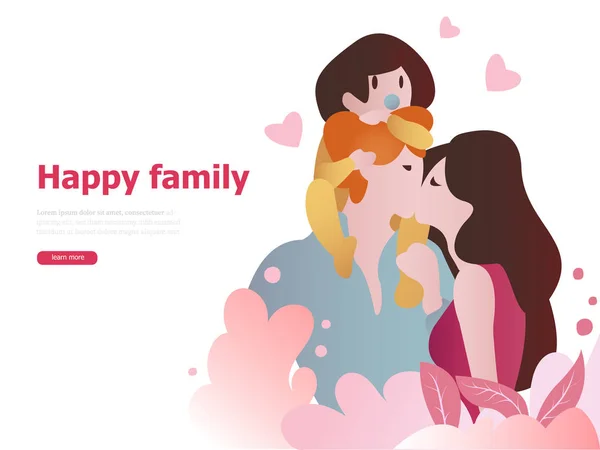 가족 의사, 임신, 건강 한 생활에 대 한 행복 한 가족 디자인 서식 파일 — 스톡 벡터