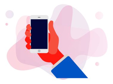 Akıllı telefon beyaz arka plan üzerinde izole tutan el. Bir telefon tutarak izole iş adamı.