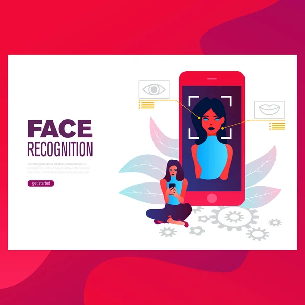 Face recognition concept design. Can use for web banner, infographics, hero images. — Stock Vector