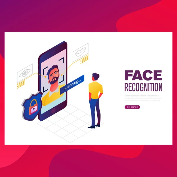 ベクトル イラストの身元確認。顔と声認識タッチ id 承認 — ストックベクタ