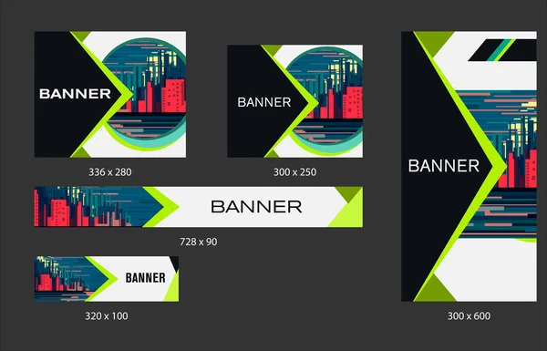 Set of web banner templates for your site or blog with geometric elements. — Stock Vector