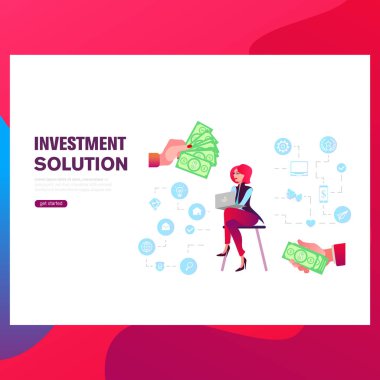 Düz bir tarzda vektör illüstrasyon, sanal iş asistanı. performans, beyin fırtınası üzerinde takım çalışması,