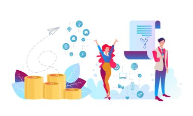 Para Açılış Sayfası yapma. Düz İnsanlar Karakterleri Tasarruf Para Web Sitesi Şablonu ile İş Yatırım Banner.