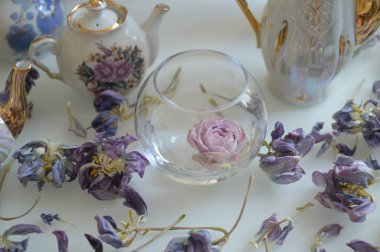 Doğal dekor ve çiçek makro çekimi