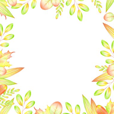 yaprakları bir çerçeve ile bir yazıt için yer