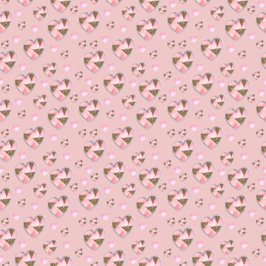 Altın glitter desenle kalpleri kırık