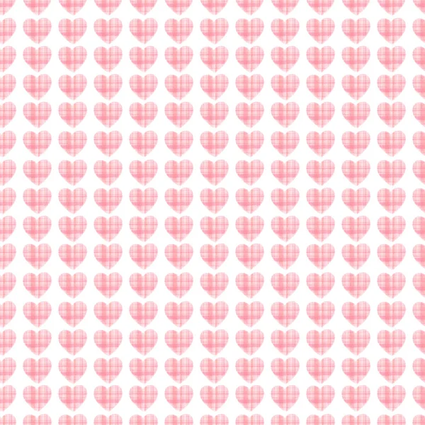 Checkered Watercolor Hearts Pattern — Stock Photo, Image