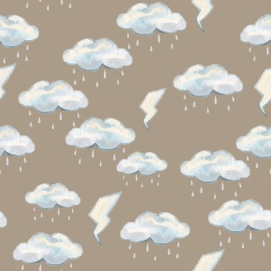 yağmur ve yıldırım ile suluboya desen