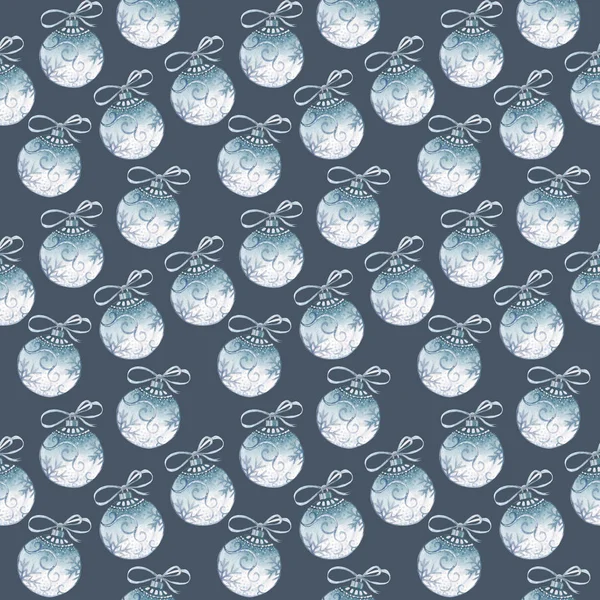 Patroon Met Blauwe Kerstballen Blauwe Achtergrond — Stockfoto