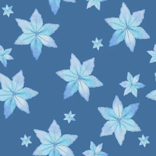 Pattern Blue Watercolor Flowers — Stock Photo, Image