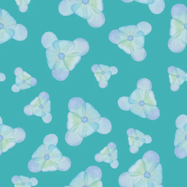 Pattern Decorative Flowers Turquoise Background — Stock Photo, Image