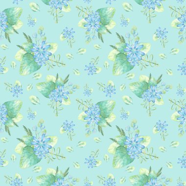 Sulu Boya desen bahar çiçekleri