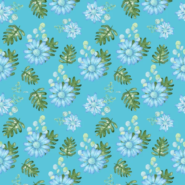 Watercolor Pattern Spring Flowers — Stock Photo, Image