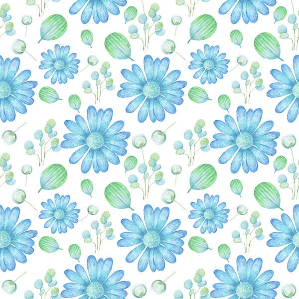 Watercolor Pattern Spring Flowers — Stock Photo, Image