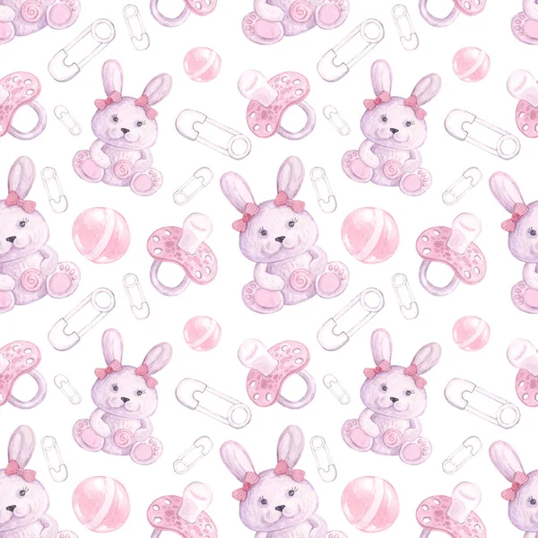 Patrón Para Las Niñas Con Conejos Chupete Bola Pin — Foto de Stock