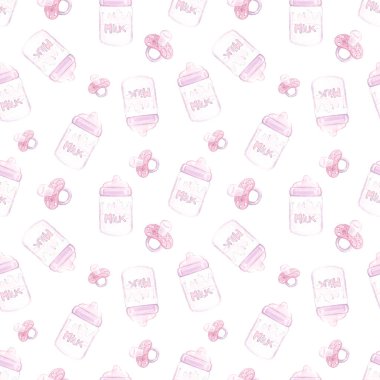 desen emzik ve süt şişesiyle kızlar için