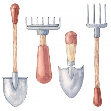 bahçe aletleri suluboya seti 8