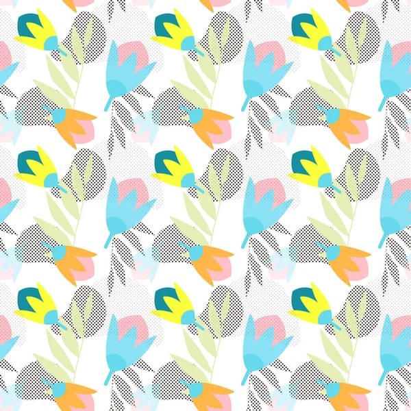 Heldere Vector Patroon Een Witte Achtergrond Van Verschillende Decoratieve Bloemen — Stockvector