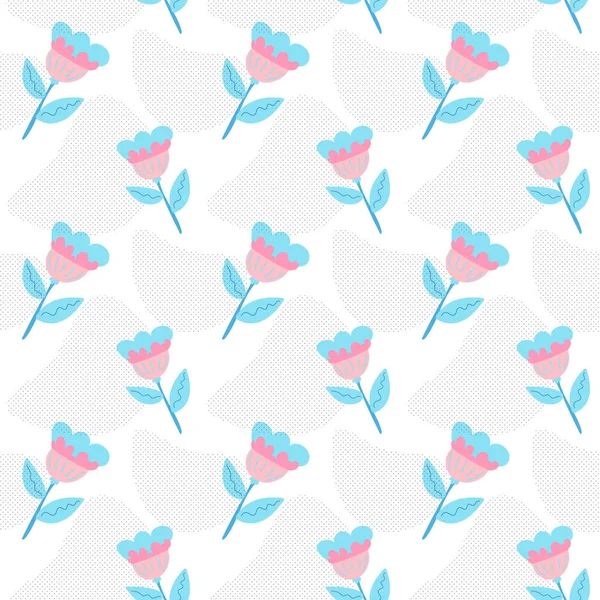 Patrón Vectorial Sobre Fondo Blanco Hecho Flores Rosas Ornamentales Perfecto — Archivo Imágenes Vectoriales